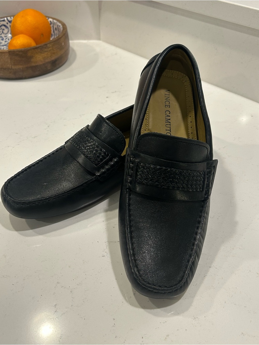 Vince Camuto VY-Eliyot Black Leather Driving Loafers Womens 8M